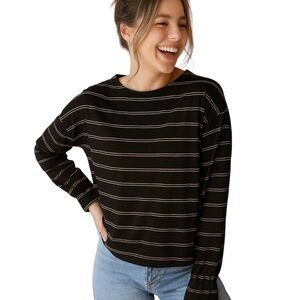 Prologue XS Black Gold/Tan Long Sleeve Classic Stripe Shirt